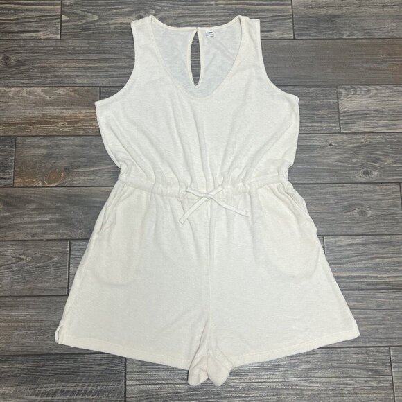 Old Navy Pants - Old Navy Terry Shorts Romper Womens Large One Piece Romper Tank Drawstring Waist